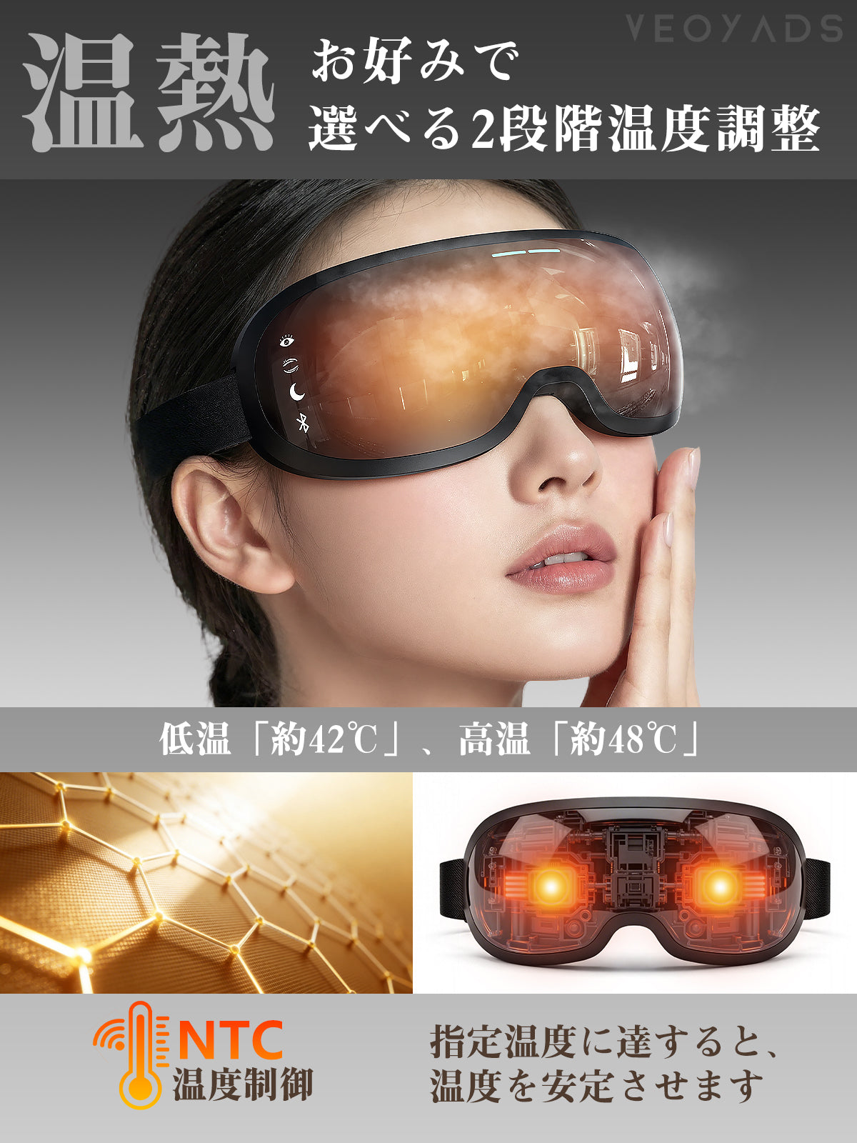 VEOYADS Eye Sweep アイウォーマー｜可視設計×12点独立振動